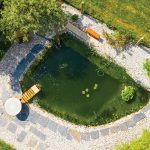 Aerial picture of backyard pond